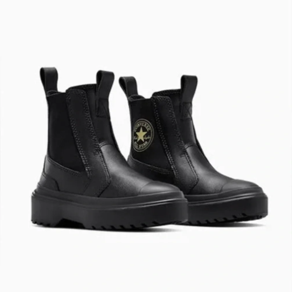 Converse Chuck Taylor All Star Lugged Chelsea Little Girl 3 Black Leather Boot